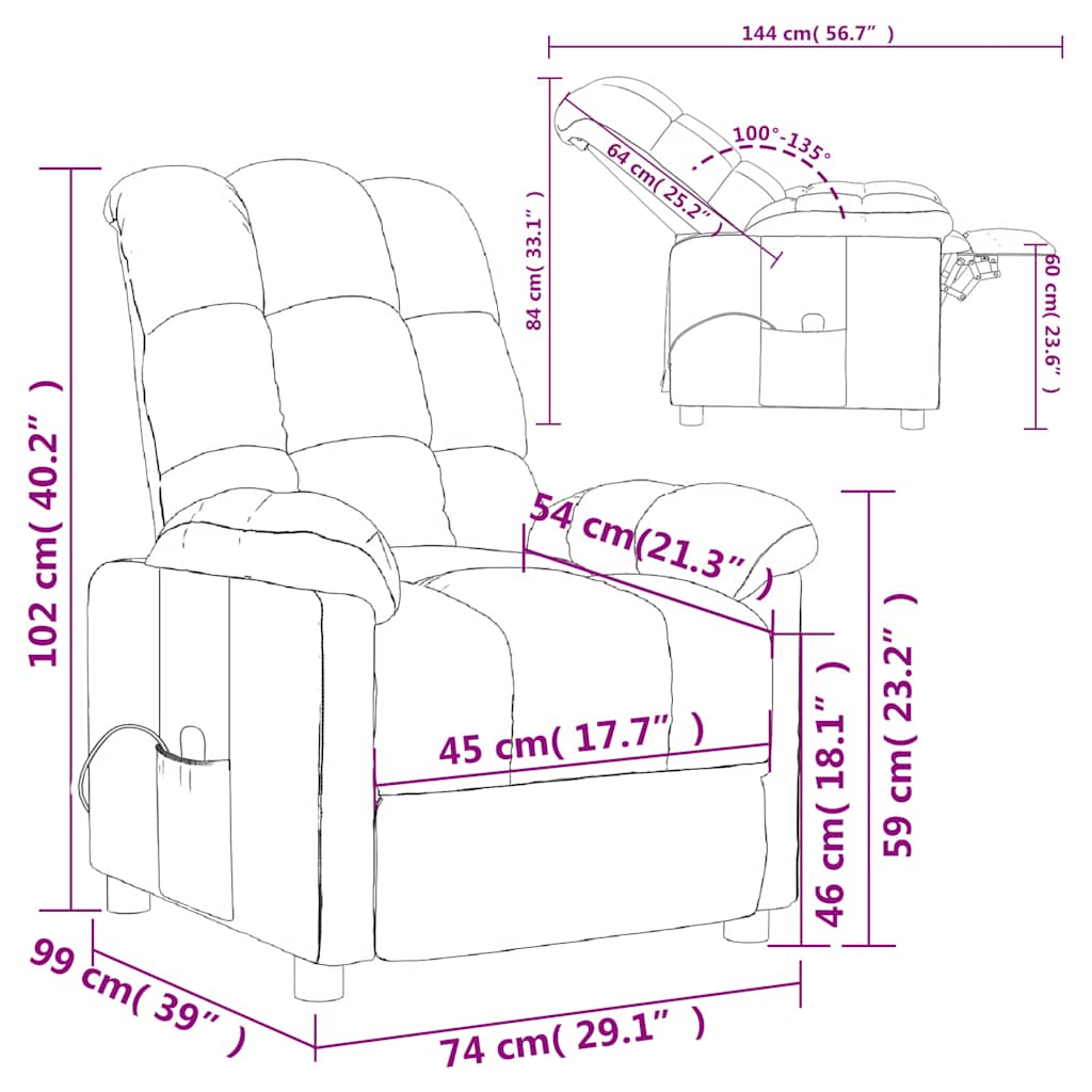Fauteuil de massage Noir Tissu