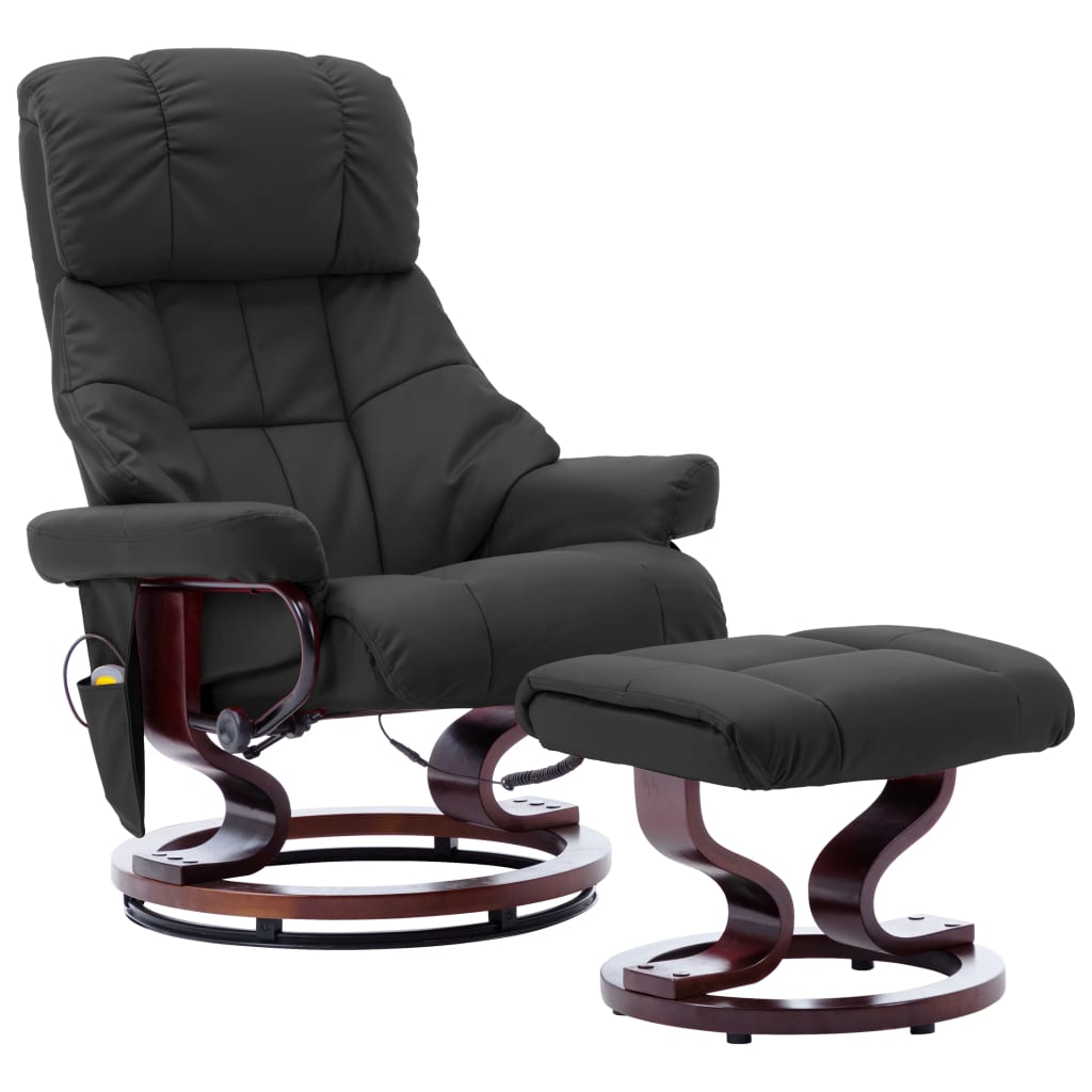 Fauteuil de massage inclinable Gris Similicuir et bois courbé - XIOS