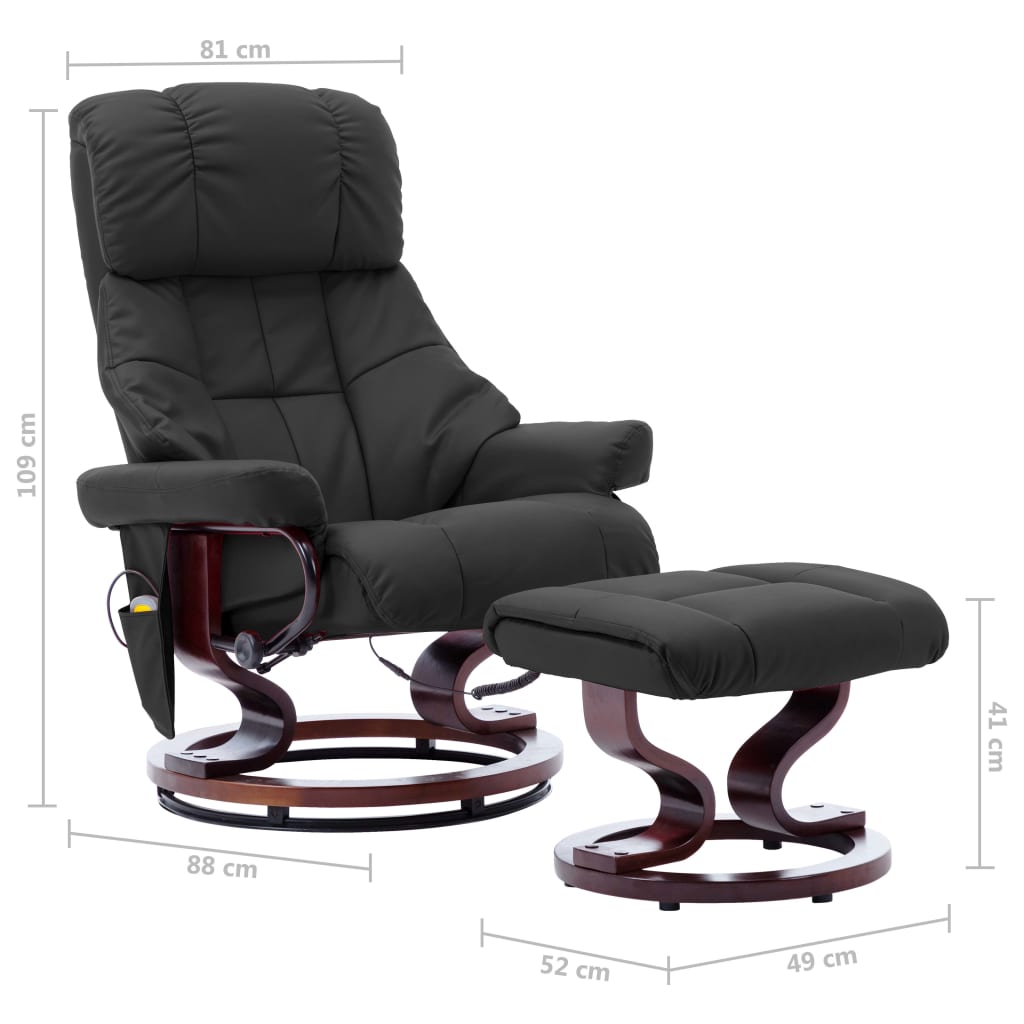 Fauteuil de massage inclinable Gris Similicuir et bois courbé - XIOS