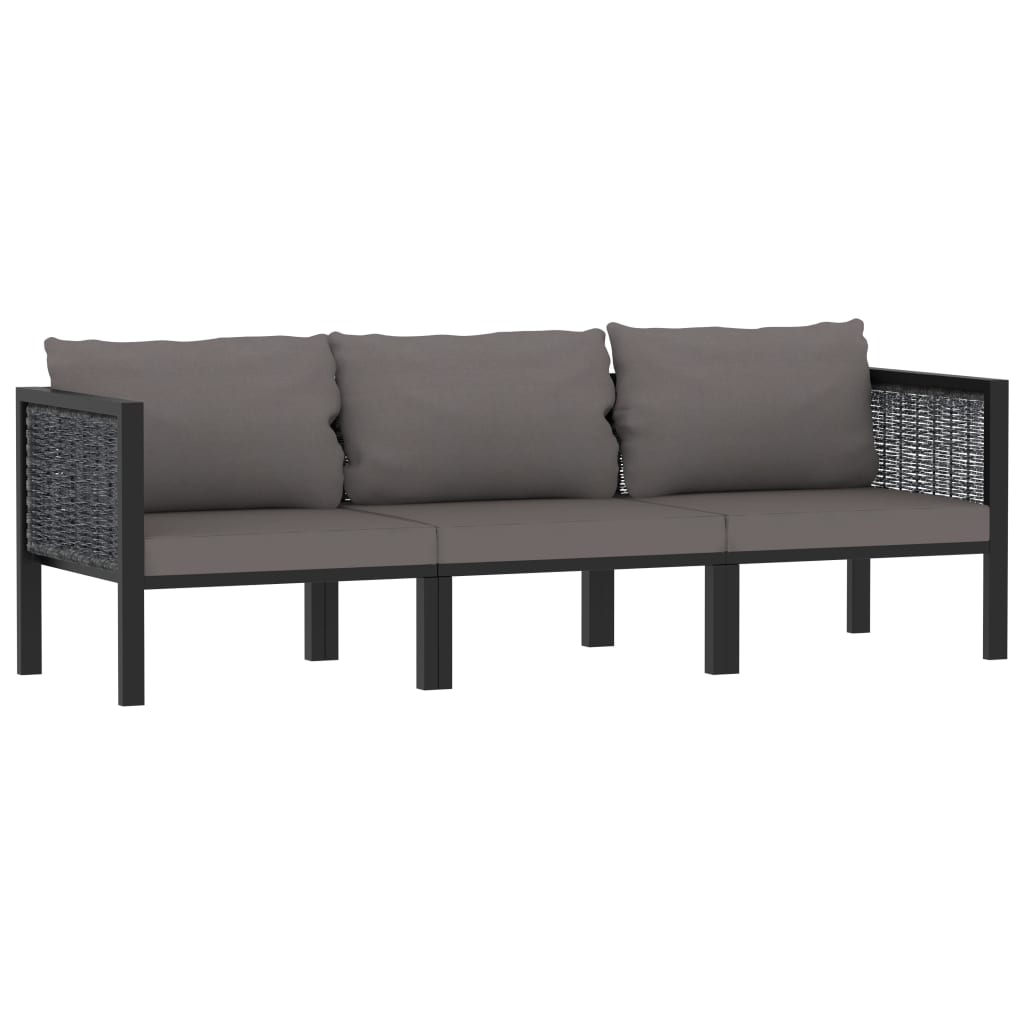 Canapé à 3 places avec coussins Anthracite Résine tressée - XIOS