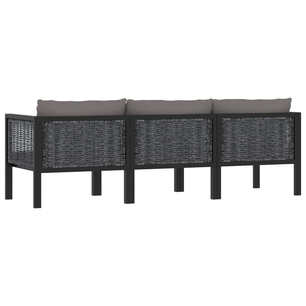 Canapé à 3 places avec coussins Anthracite Résine tressée - XIOS