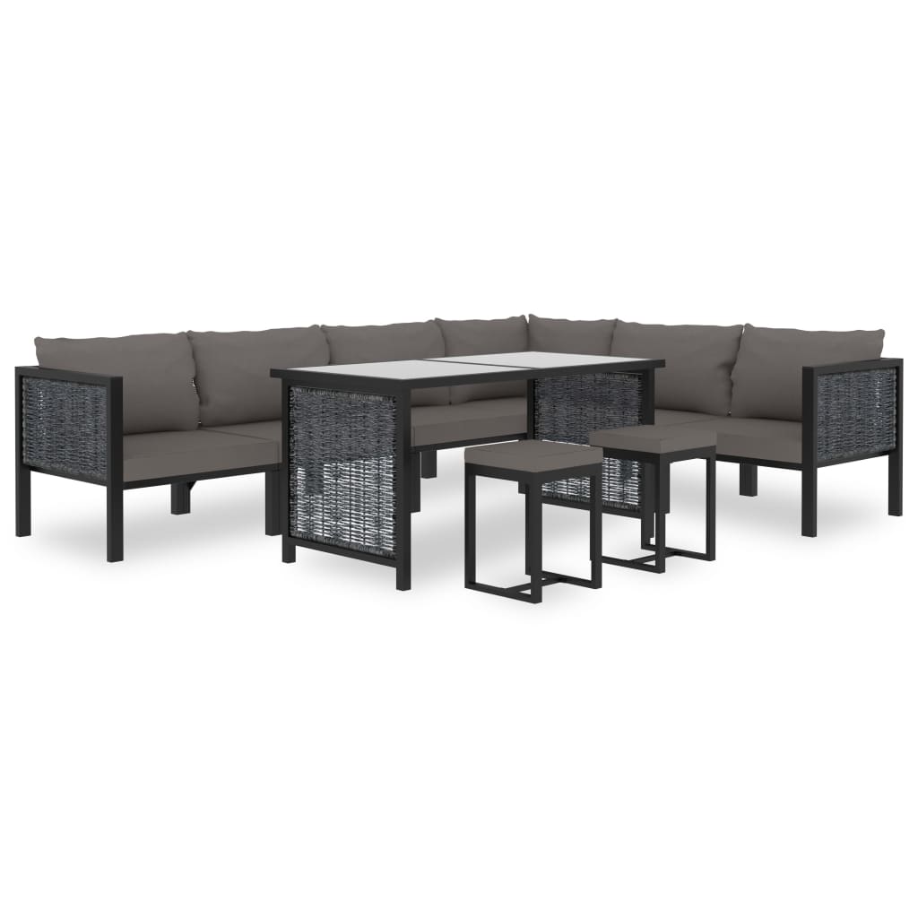 Salon de jardin 9 pcs avec coussins Résine tressée Anthracite Salons de jardin vidaXL