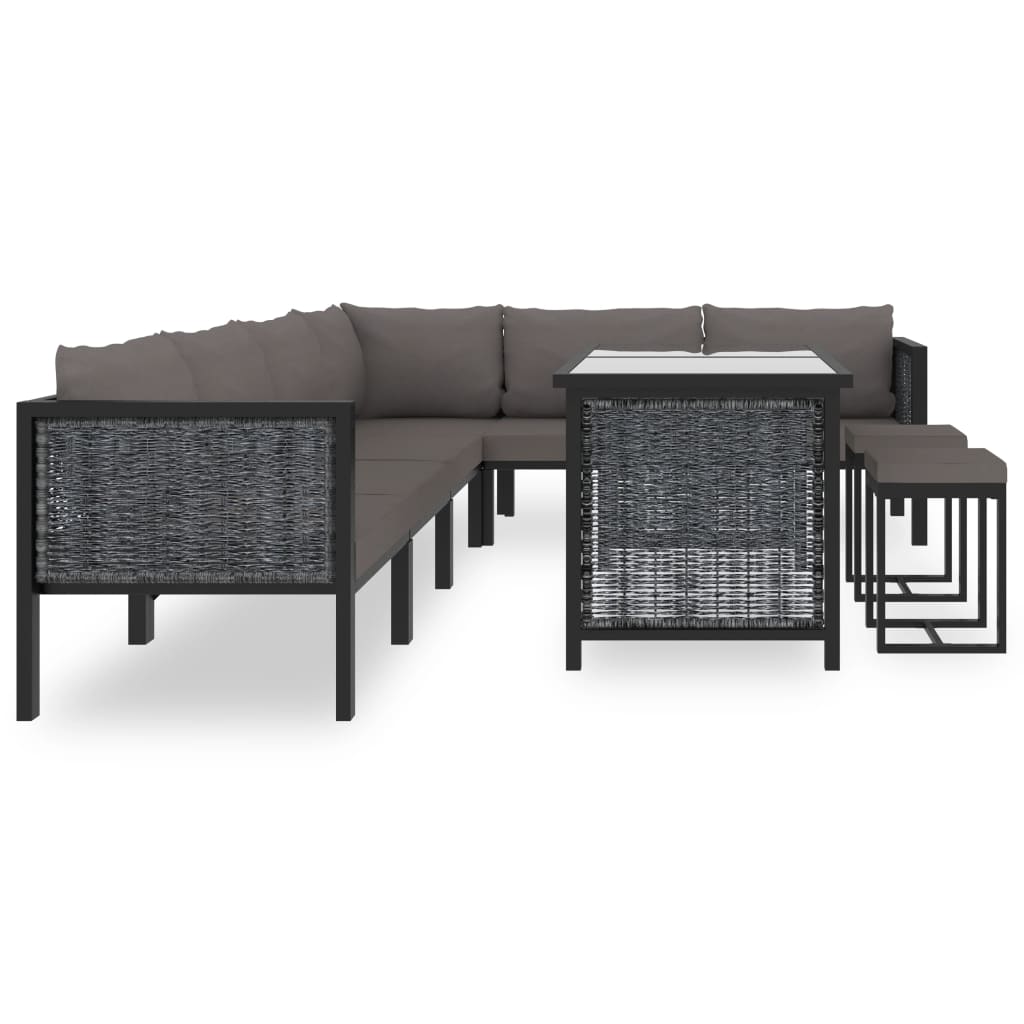 Salon de jardin 9 pcs avec coussins Résine tressée Anthracite Salons de jardin vidaXL