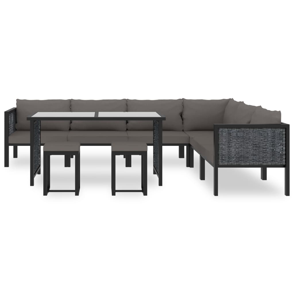 Salon de jardin 9 pcs avec coussins Résine tressée Anthracite Salons de jardin vidaXL
