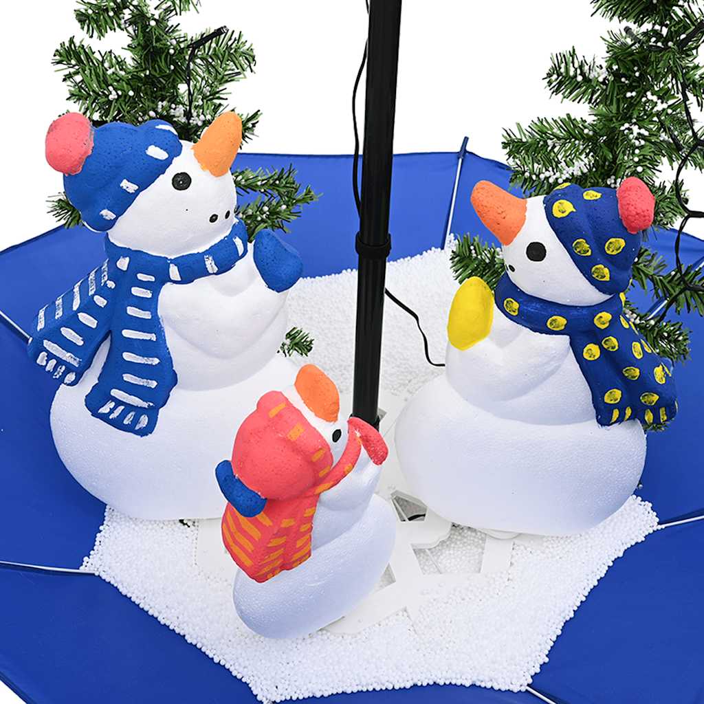 Arbre de Noël neigeux avec base de parapluie Bleu 75 cm PVC - XIOS