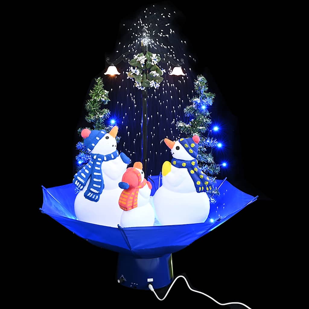 Arbre de Noël neigeux avec base de parapluie Bleu 75 cm PVC - XIOS