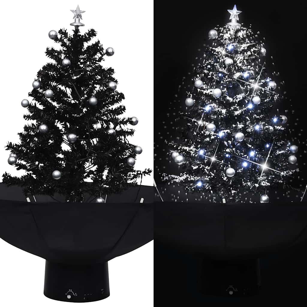 Arbre de Noël neigeux avec base de parapluie Noir 75 cm PVC - XIOS