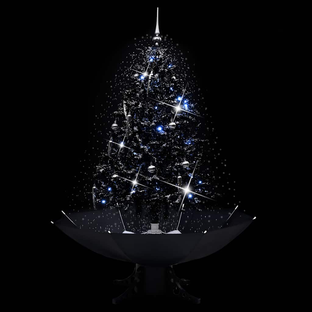 Arbre de Noël neigeux avec base de parapluie Noir 140 cm PVC - XIOS