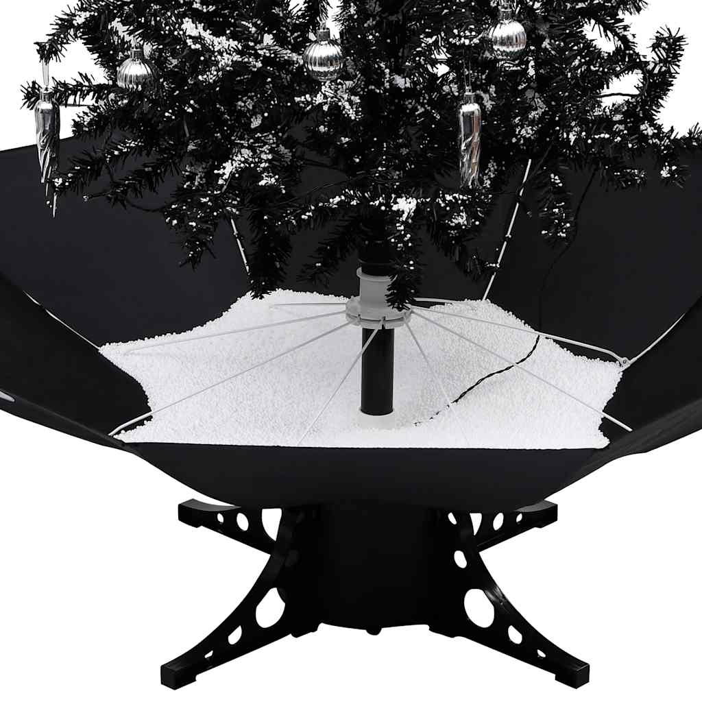 Arbre de Noël neigeux avec base de parapluie Noir 140 cm PVC - XIOS