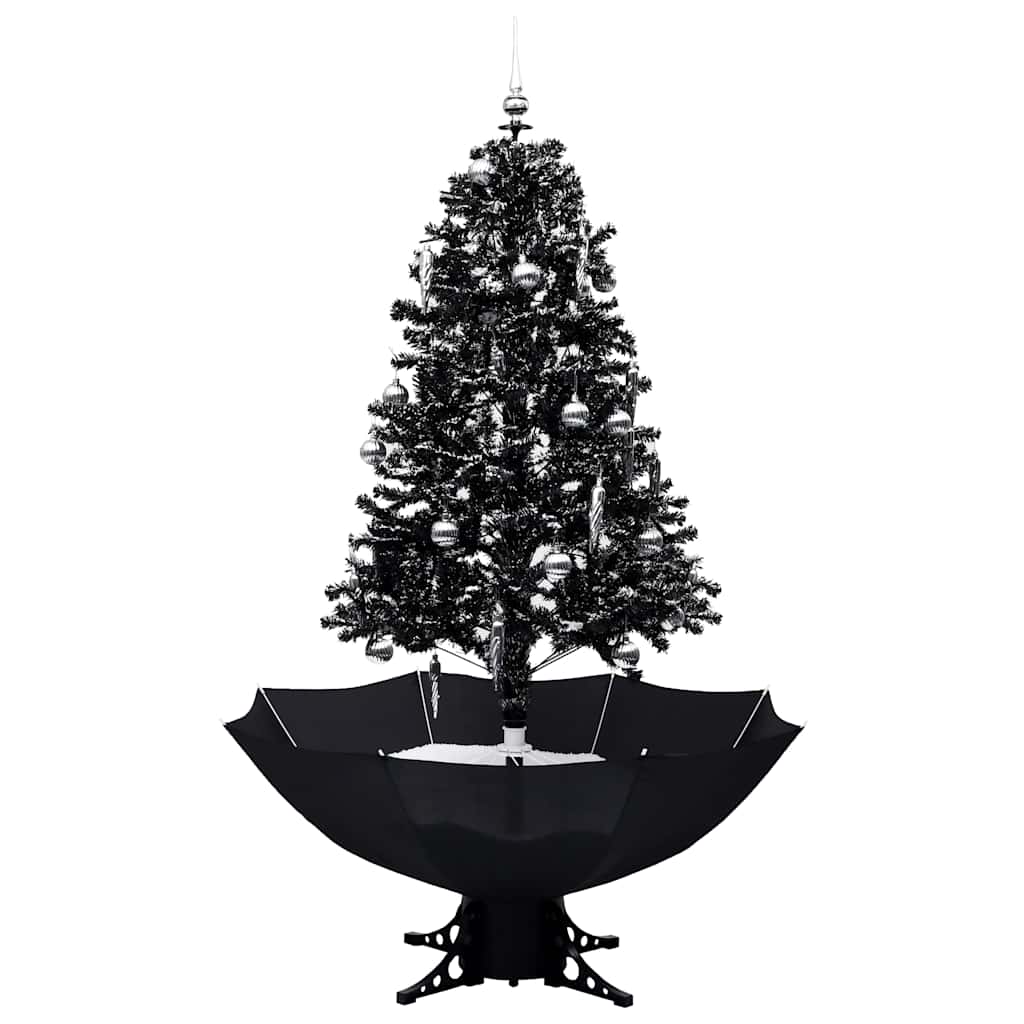 Arbre de Noël neigeux avec base de parapluie Noir 170 cm PVC - XIOS
