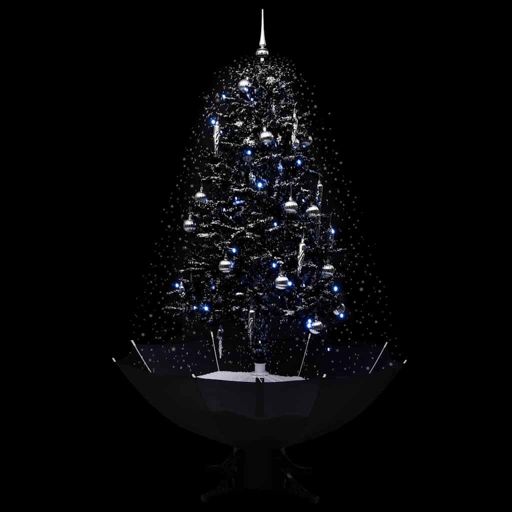 Arbre de Noël neigeux avec base de parapluie Noir 170 cm PVC - XIOS