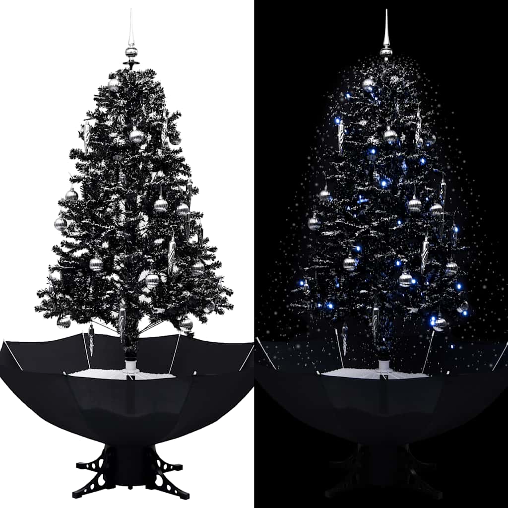 Arbre de Noël neigeux avec base de parapluie Noir 170 cm PVC - XIOS