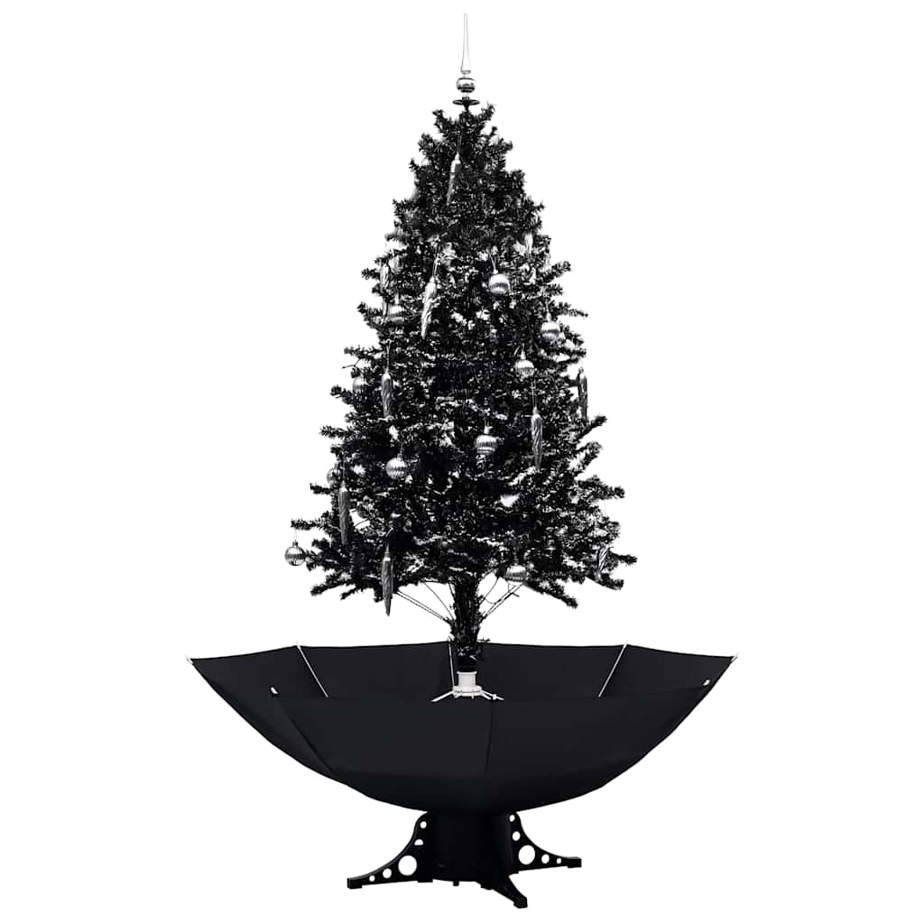 Arbre de Noël neigeux avec base de parapluie Noir 190 cm PVC - XIOS