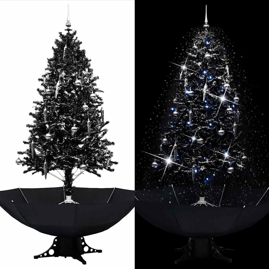 Arbre de Noël neigeux avec base de parapluie Noir 190 cm PVC - XIOS