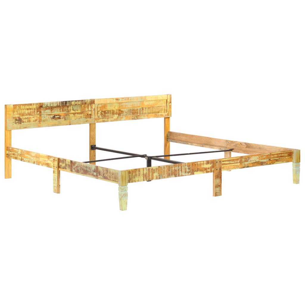 Cadre de lit sans matelas Bois de récupération massif 200x200cm - XIOS