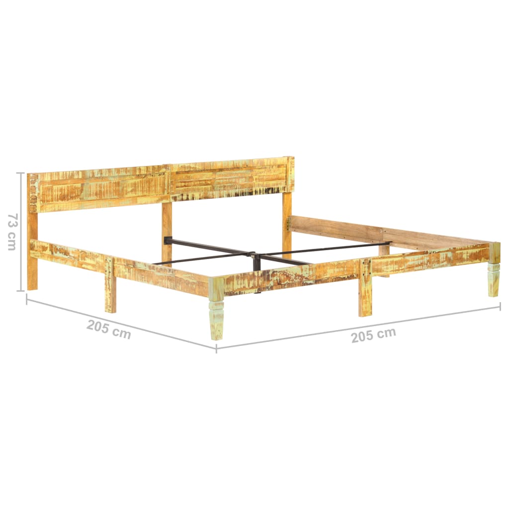 Cadre de lit sans matelas Bois de récupération massif 200x200cm - XIOS