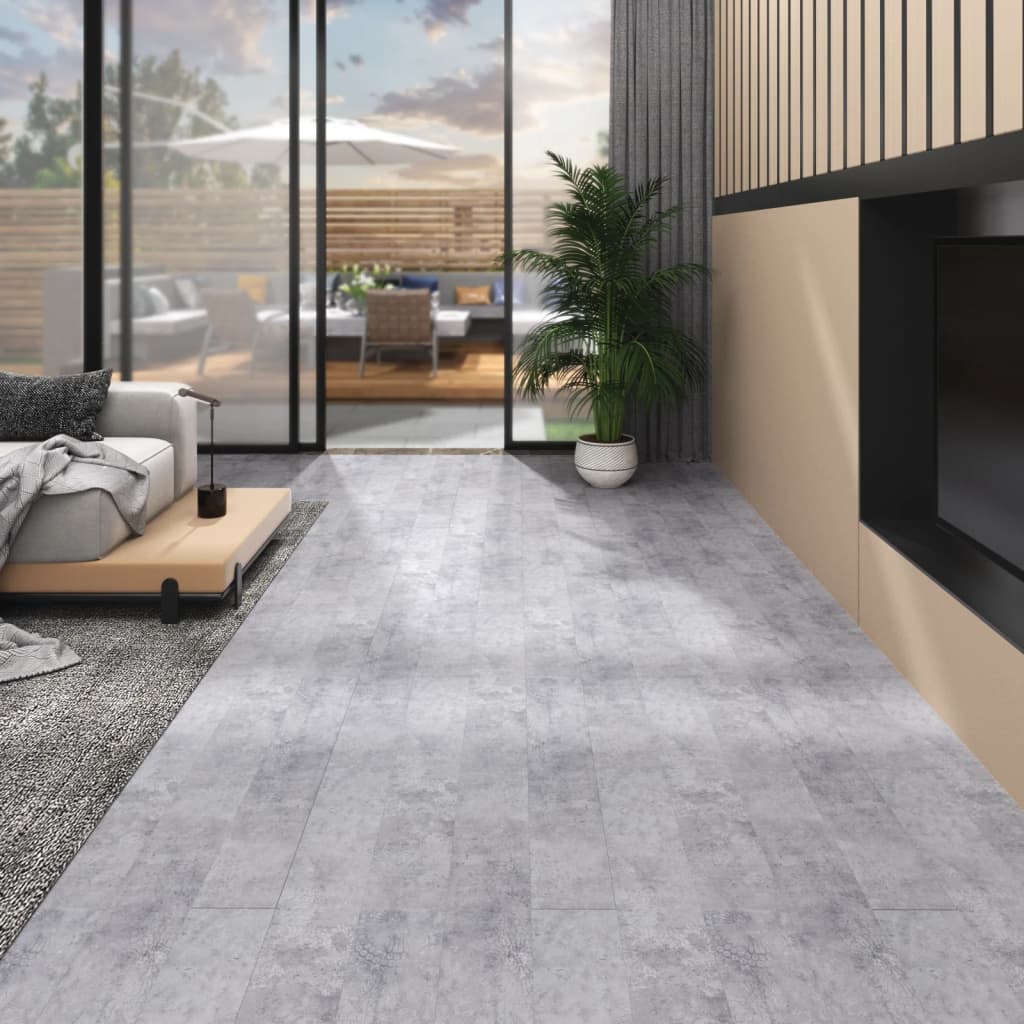 Planches de plancher PVC non auto-adhésif 5,26m²2mm Gris ciment Tapis & revêtements de sol vidaXL