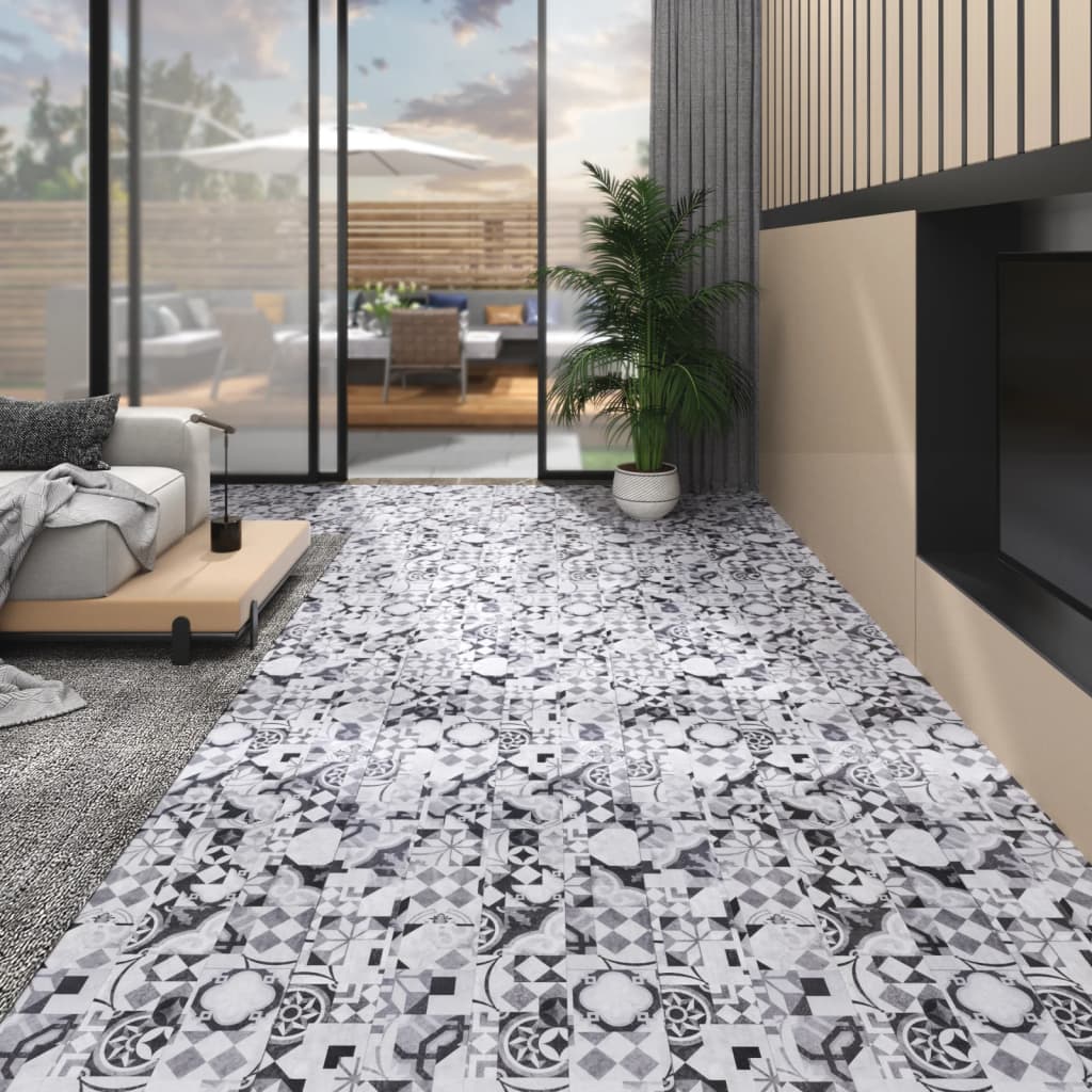 Planches de plancher PVC Non auto-adhésif 5,26 m²2mm Motif gris Tapis & revêtements de sol vidaXL