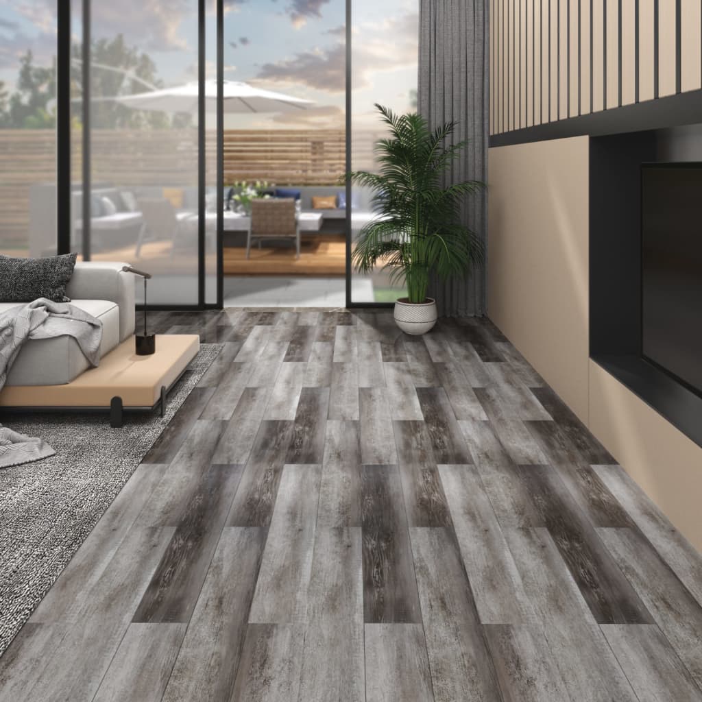 Planches de plancher PVC Non auto-adhésif 5,26 m²2 mm Bois rayé Tapis & revêtements de sol vidaXL