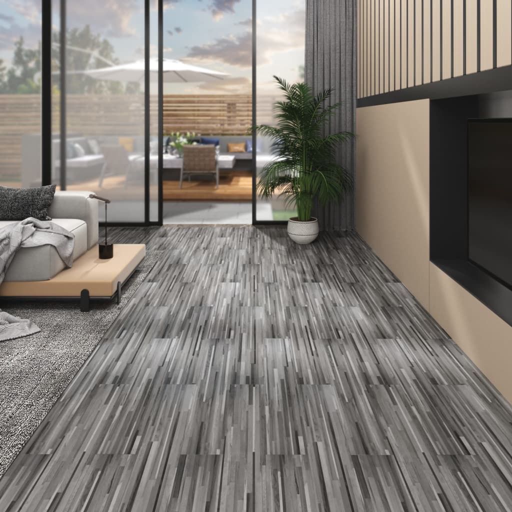 Dalles de plancher PVC 4,46 m² 3 mm autoadhésif gris rayé Tapis & revêtements de sol vidaXL