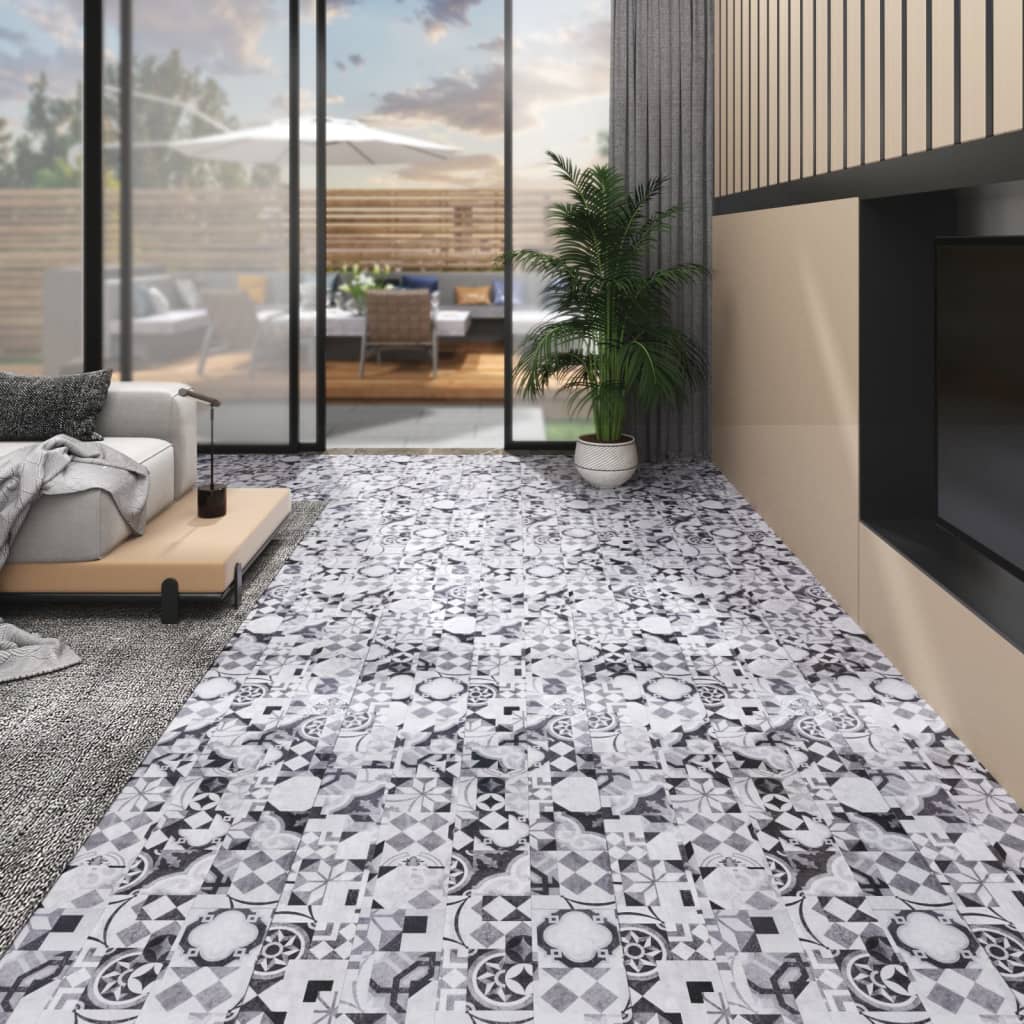 Planches de plancher PVC 4,46 m² 3 mm Autoadhésif Motif de gris Tapis & revêtements de sol vidaXL