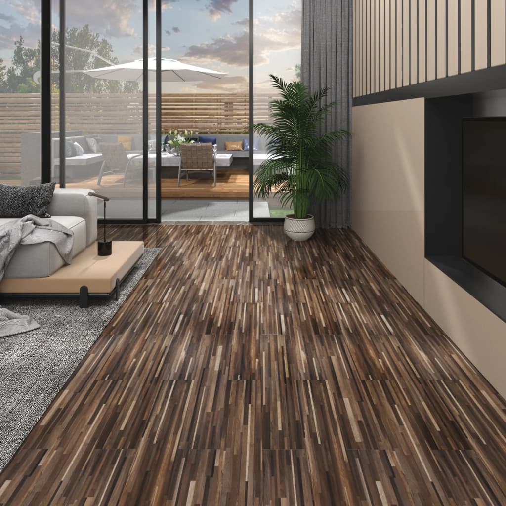 Dalles de plancher PVC 5,02 m² 2 mm autoadhésif marron rayé Tapis & revêtements de sol vidaXL