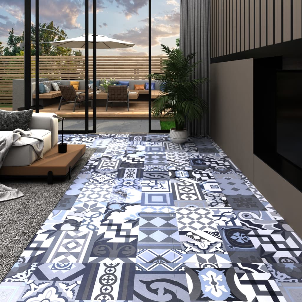 Dalle de plancher autoadhésif PVC 5,11 m² motif coloré Tapis & revêtements de sol vidaXL