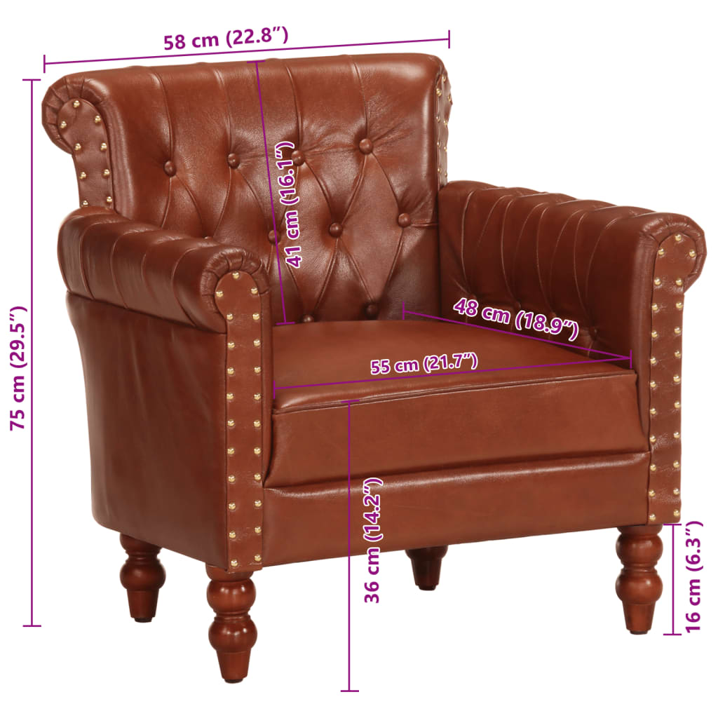 Fauteuil Marron Cuir de chèvre véritable - XIOS