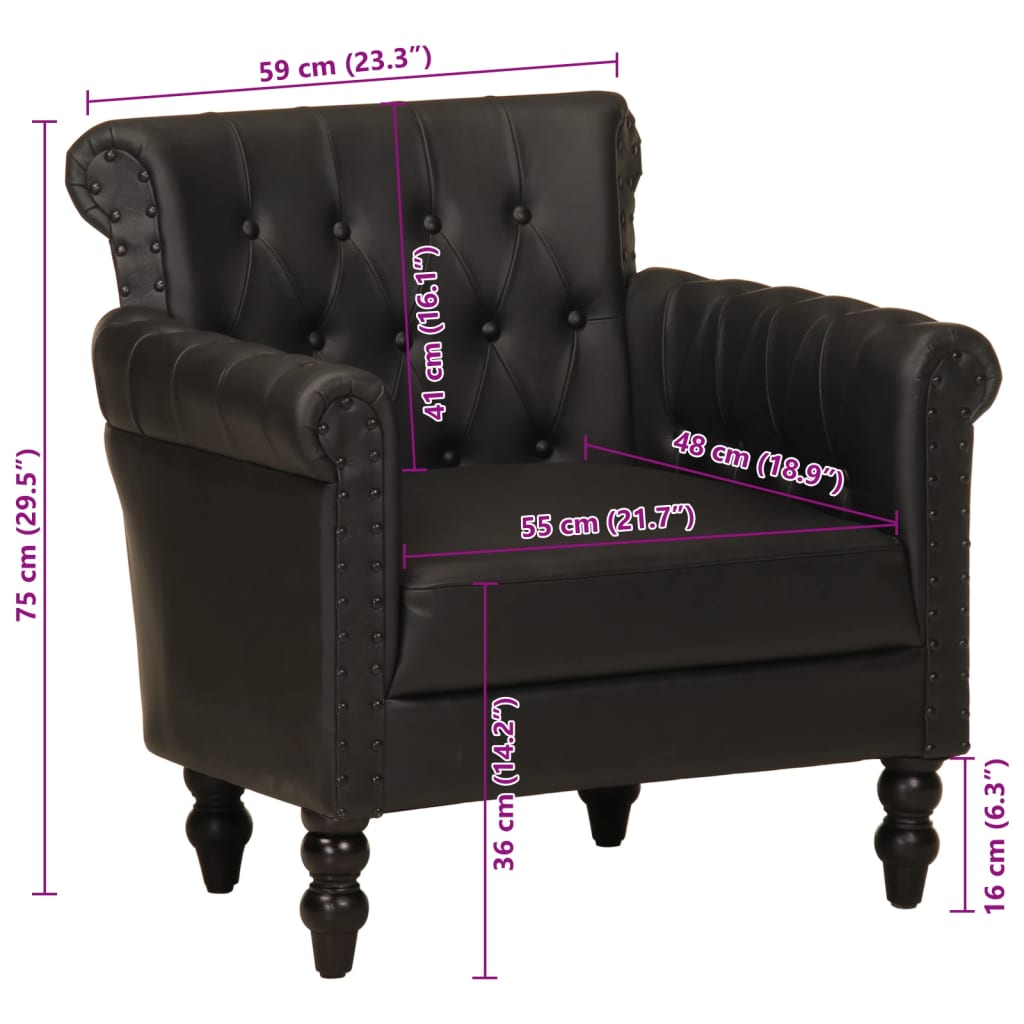 Fauteuil Noir Cuir de chèvre véritable - XIOS