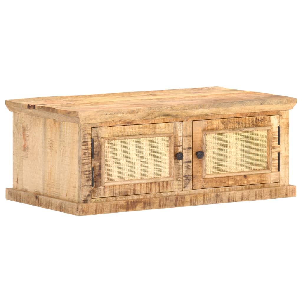 Table basse 90x50x35 cm Bois de manguier et canne naturelle - XIOS