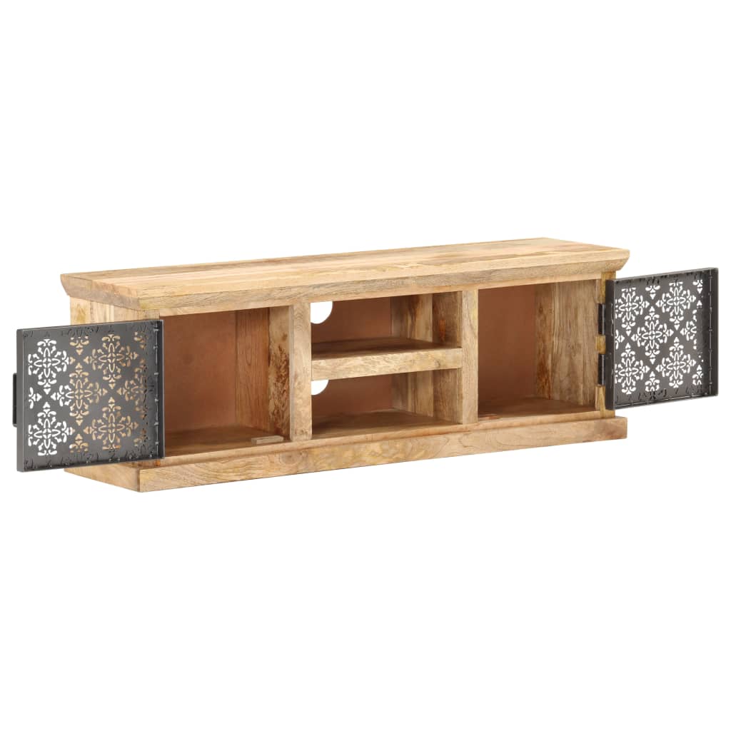 Meuble TV avec portes en acier 120x30x40 cm Bois de manguier - XIOS