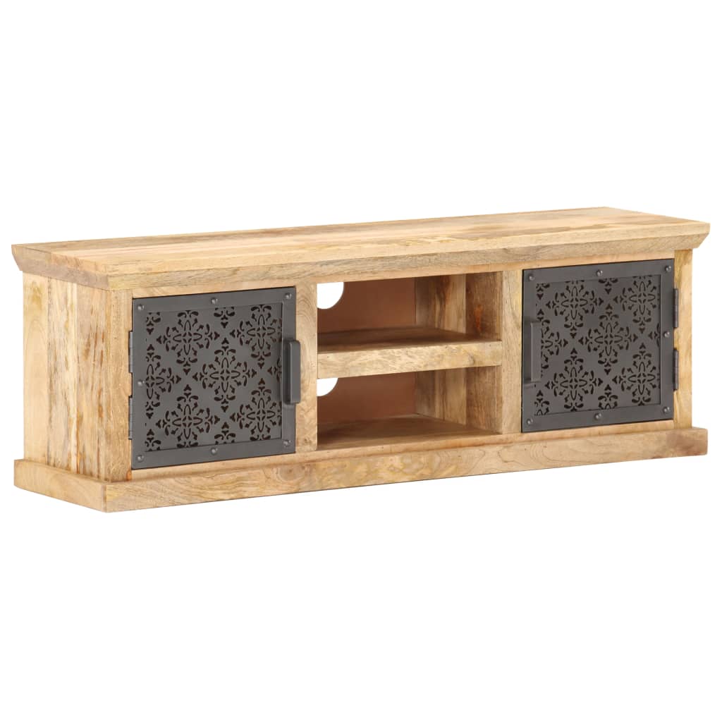 Meuble TV avec portes en acier 120x30x40 cm Bois de manguier - XIOS