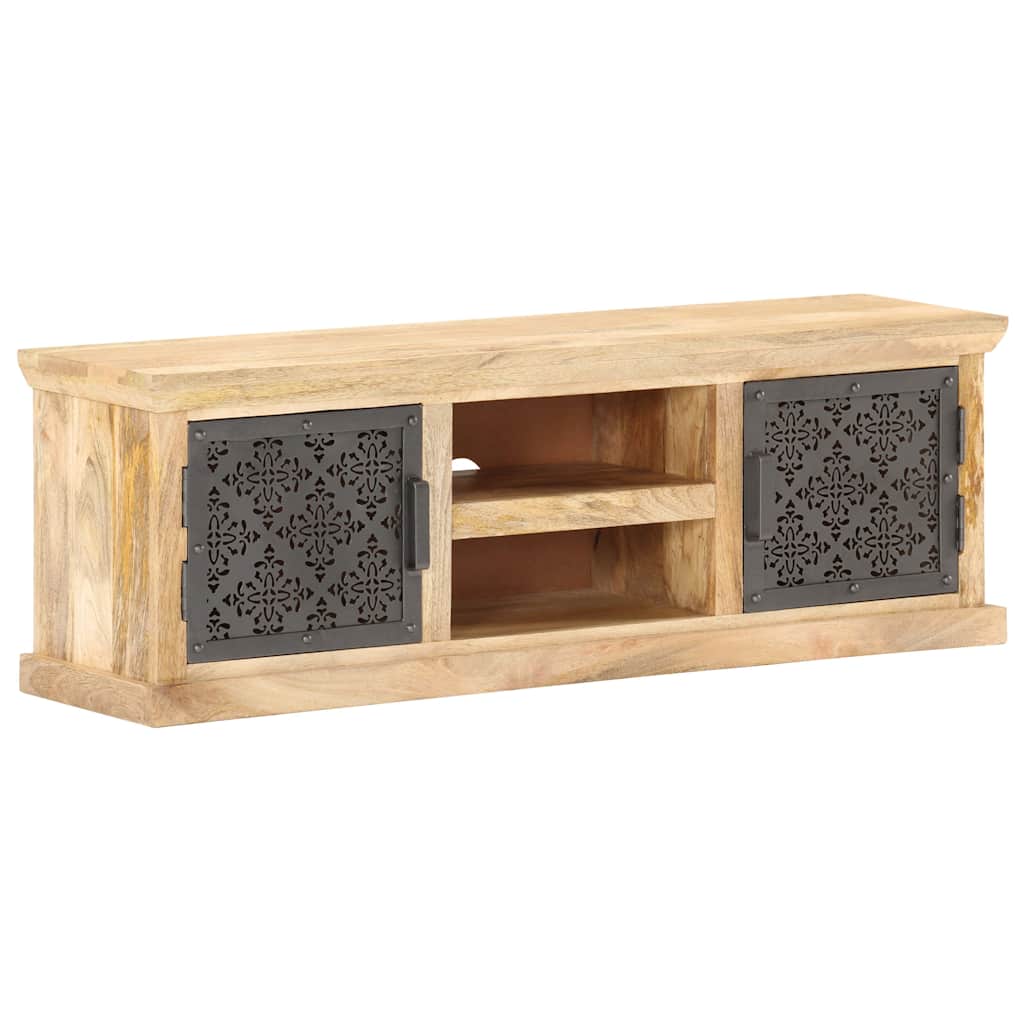 Meuble TV avec portes en acier 120x30x40 cm Bois de manguier