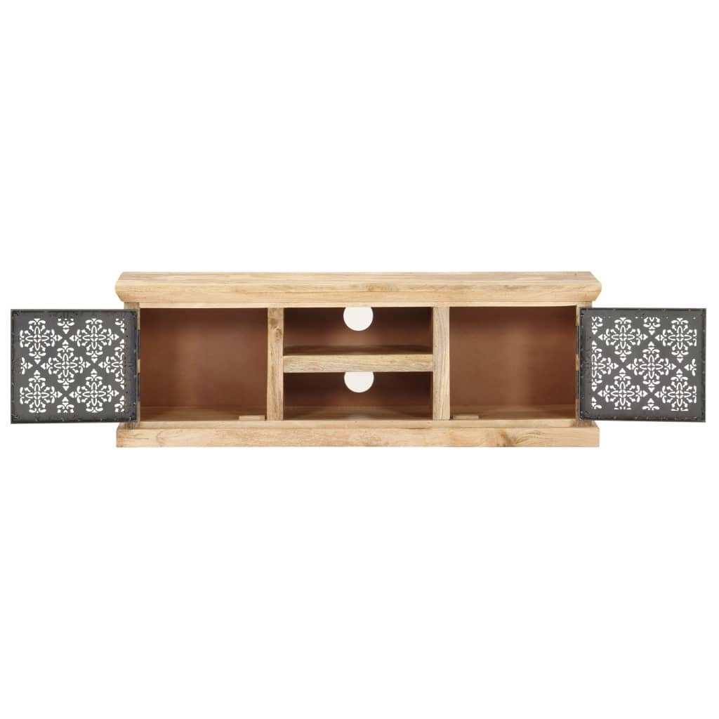 Meuble TV avec portes en acier 120x30x40 cm Bois de manguier - XIOS