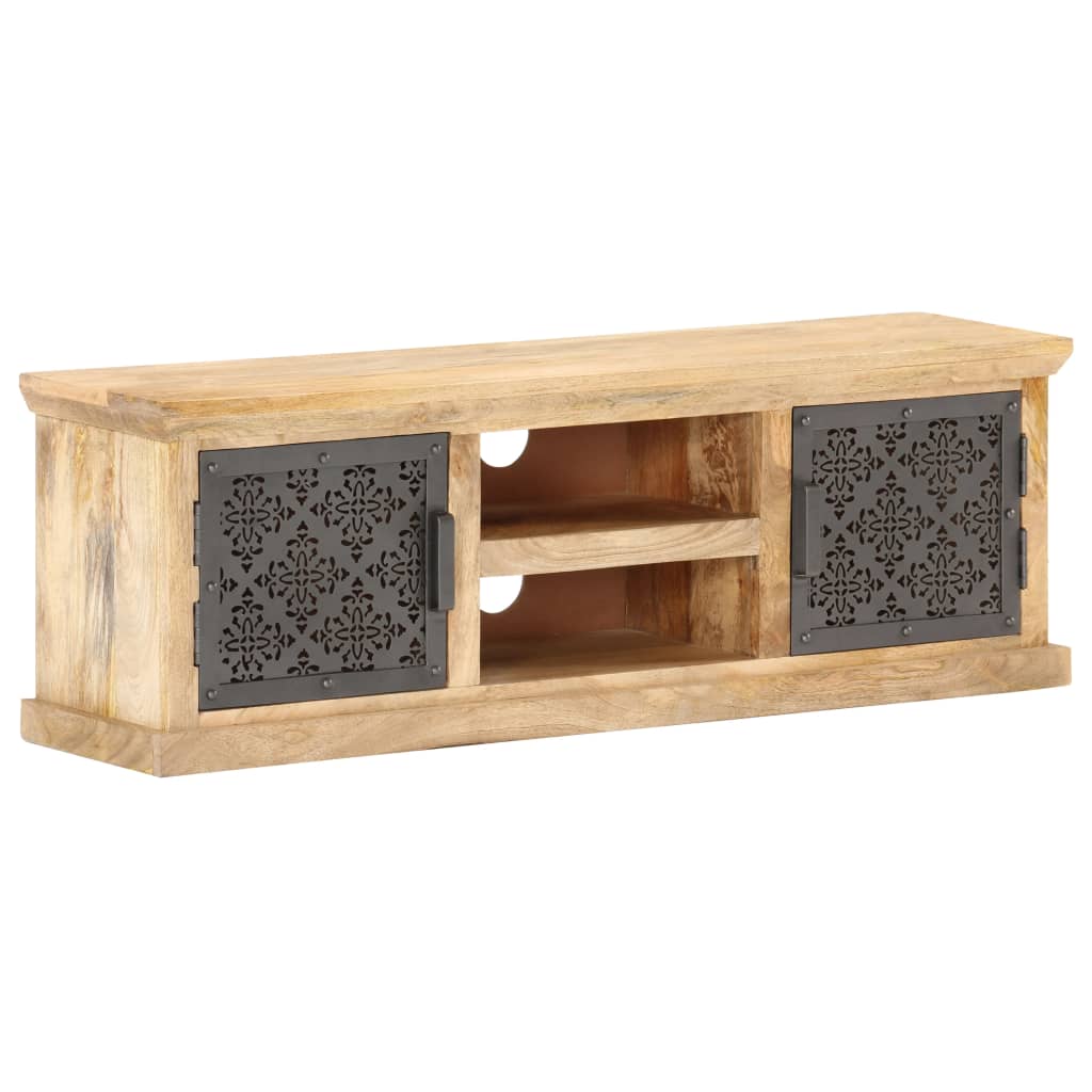 Meuble TV avec portes en acier 120x30x40 cm Bois de manguier - XIOS