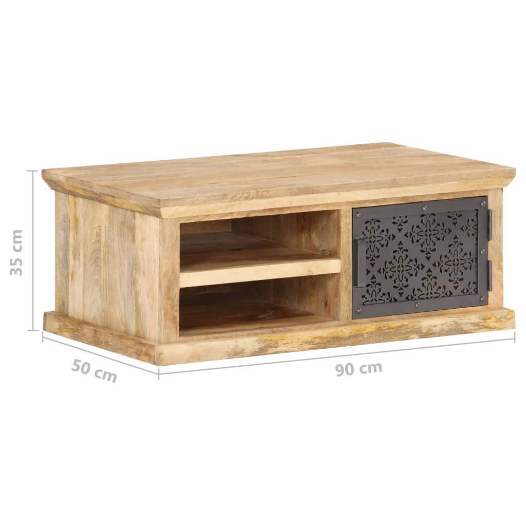 Table basse avec porte 90x50x35 cm Bois de manguier solide - XIOS