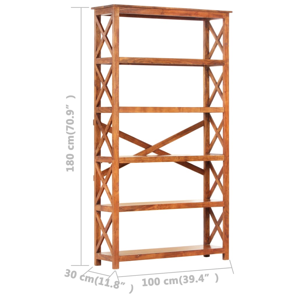 Bibliothèque 100x30x180cm Bois massif d'acacia et finition miel - XIOS
