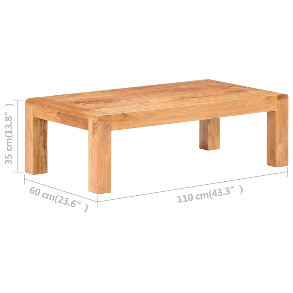 Table basse 110x60x35 cm Bois d'acacia massif et finition miel - XIOS
