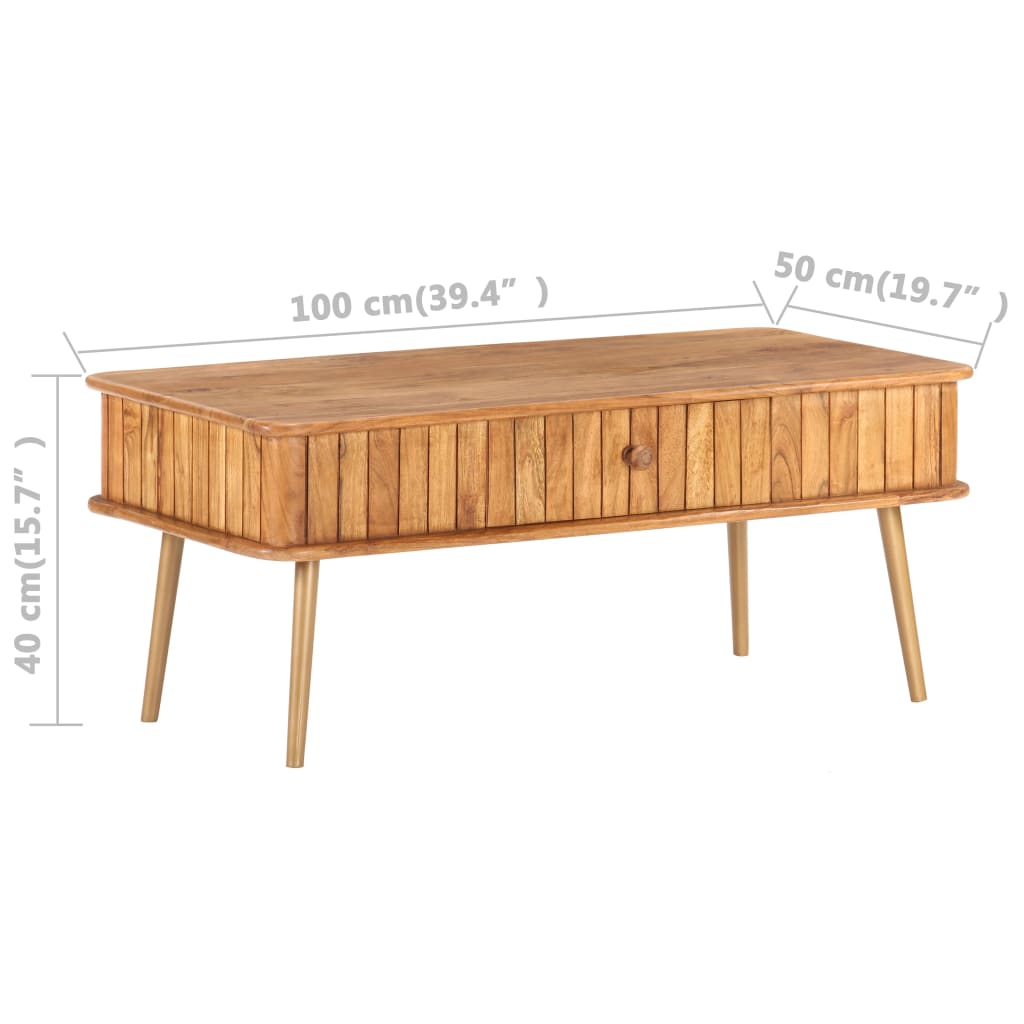 Table basse 100x50x40 cm Bois d'acacia massif - XIOS