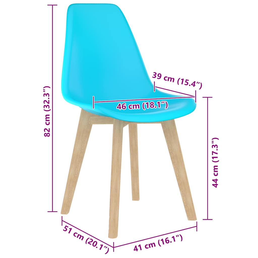 Chaises à manger lot de 6 bleu plastique - XIOS