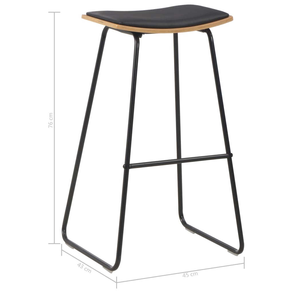 Tabourets de bar lot de 6 noir similicuir - XIOS