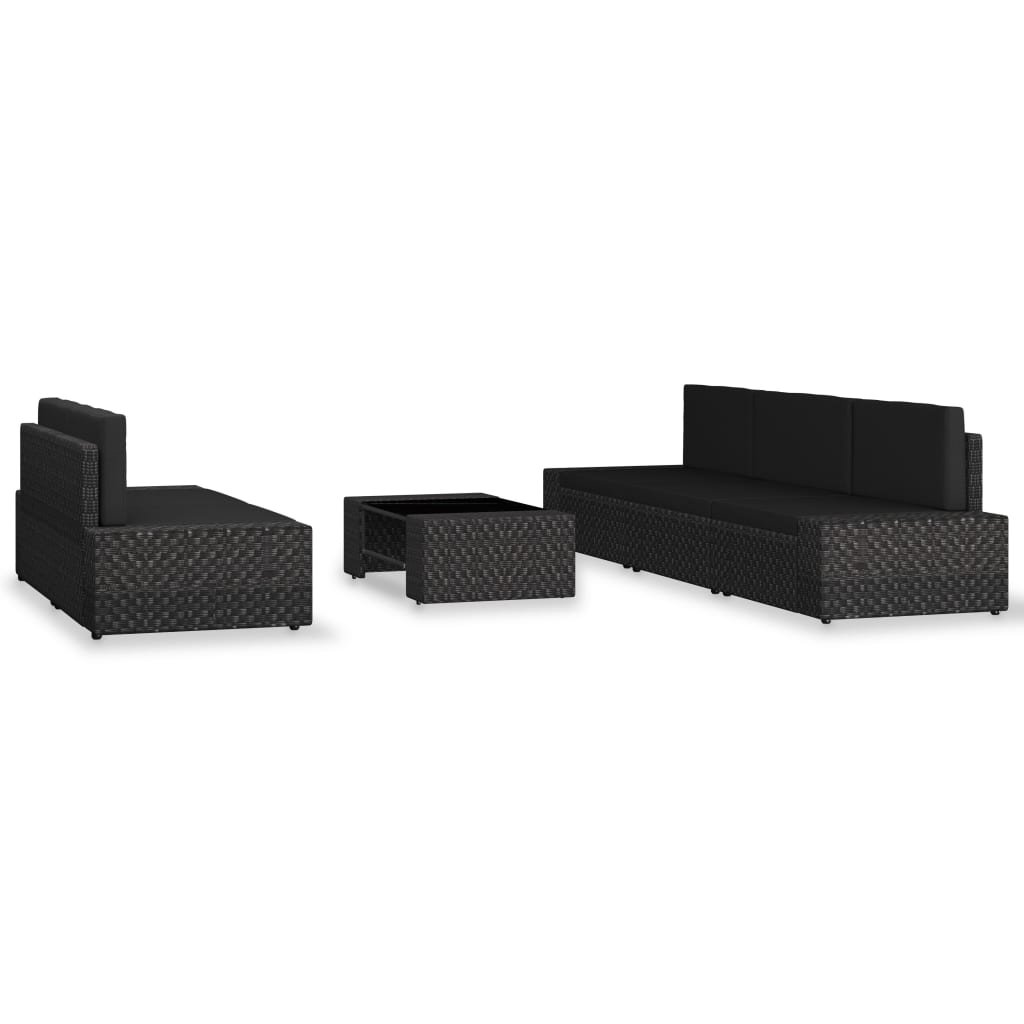 Salon de jardin 6 pcs Résine tressée Noir Salons de jardin vidaXL