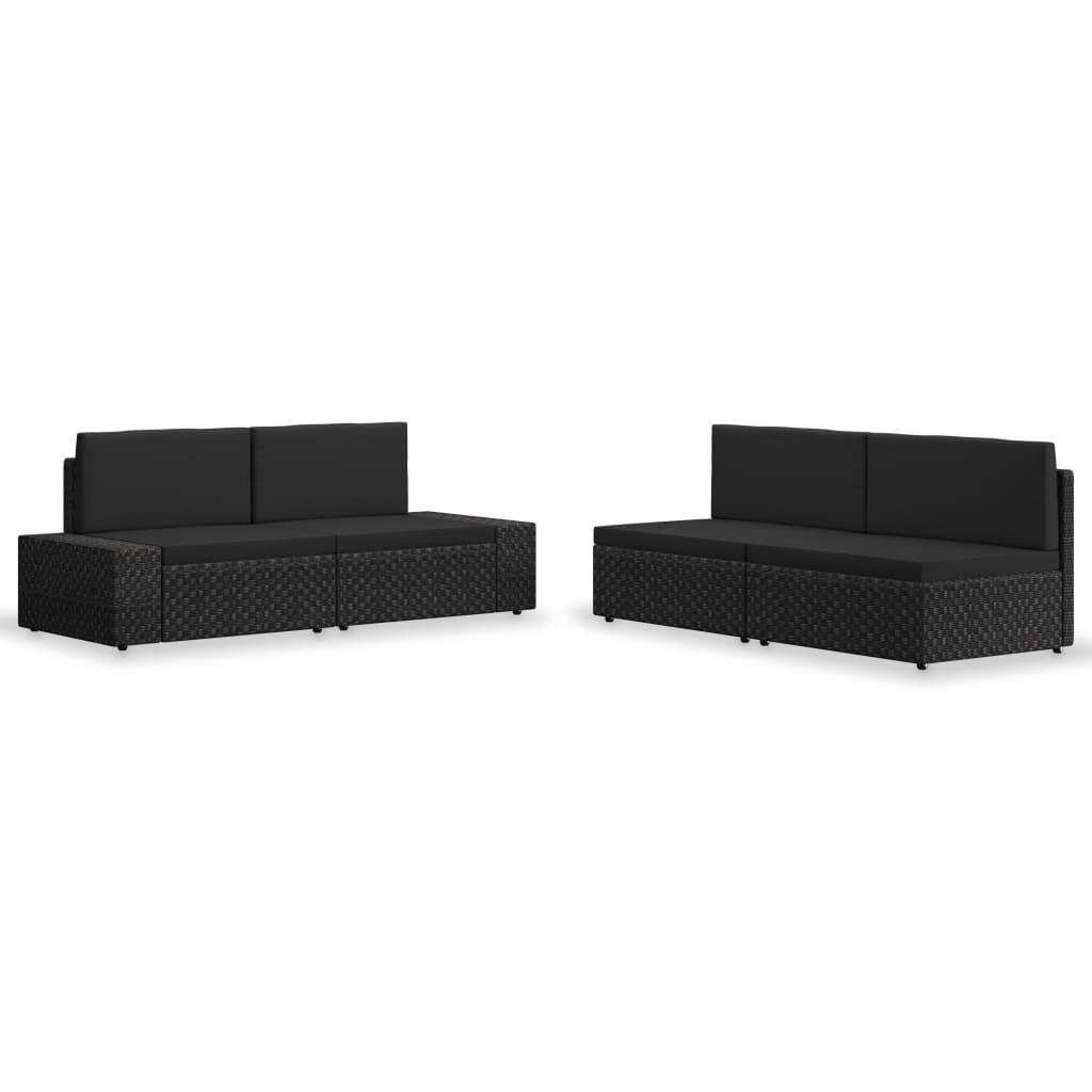 Salon de jardin 4 pcs Résine tressée Noir
