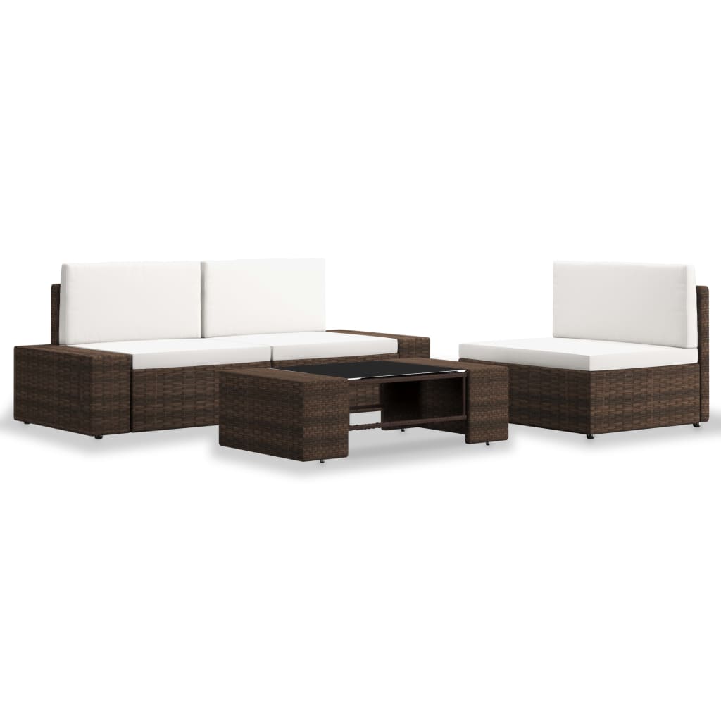 Salon de jardin 4 pcs Résine tressée Marron