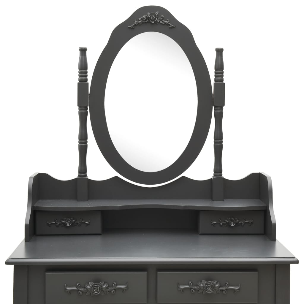 Ensemble de coiffeuse avec tabouret Gris 75x69x140 cm Paulownia - XIOS
