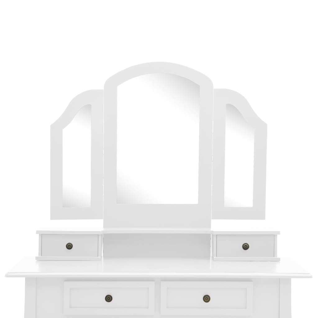 Ensemble de coiffeuse et tabouret Blanc 100x40x146 cm Paulownia - XIOS