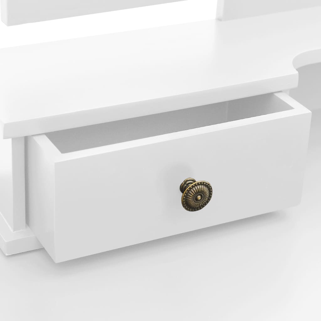 Ensemble de coiffeuse et tabouret Blanc 100x40x146 cm Paulownia - XIOS
