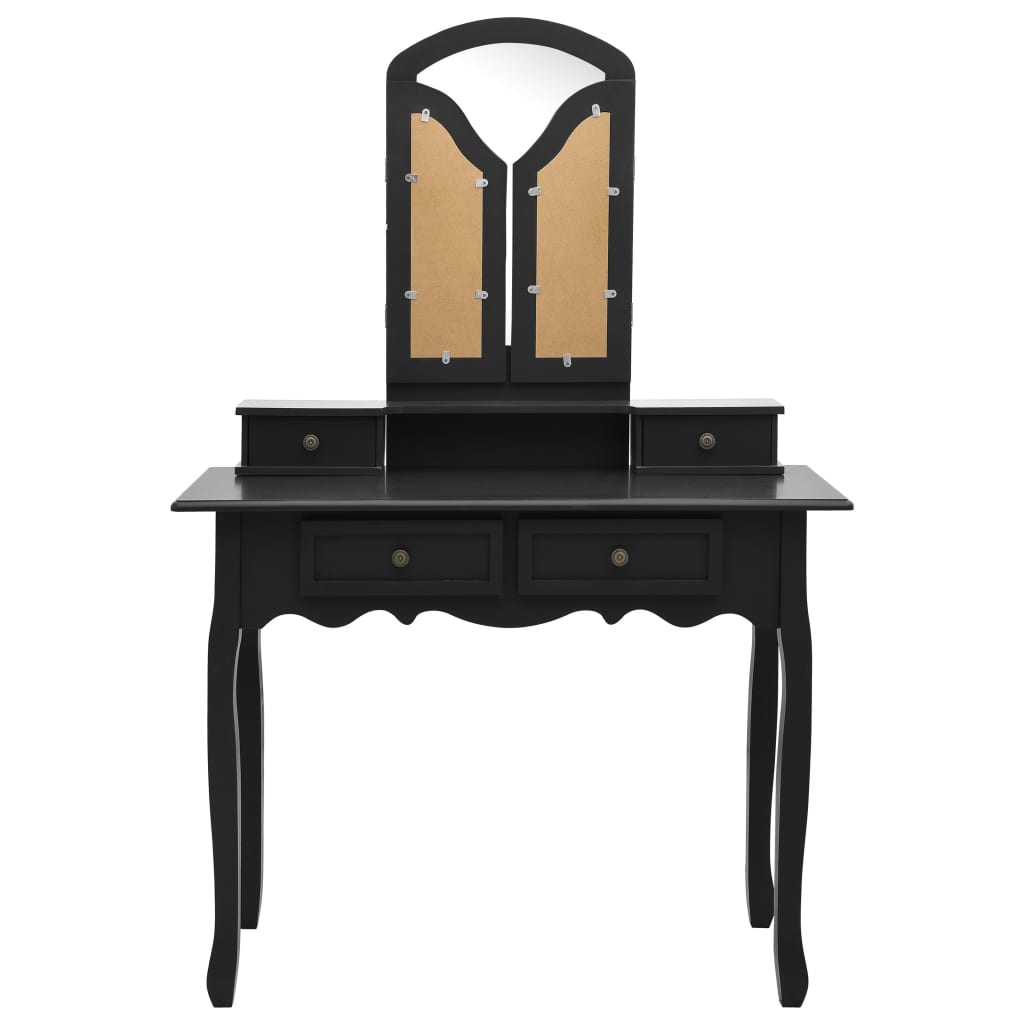Ensemble de coiffeuse et tabouret Noir 100x40x146 cm Paulownia Coiffeuses vidaXL
