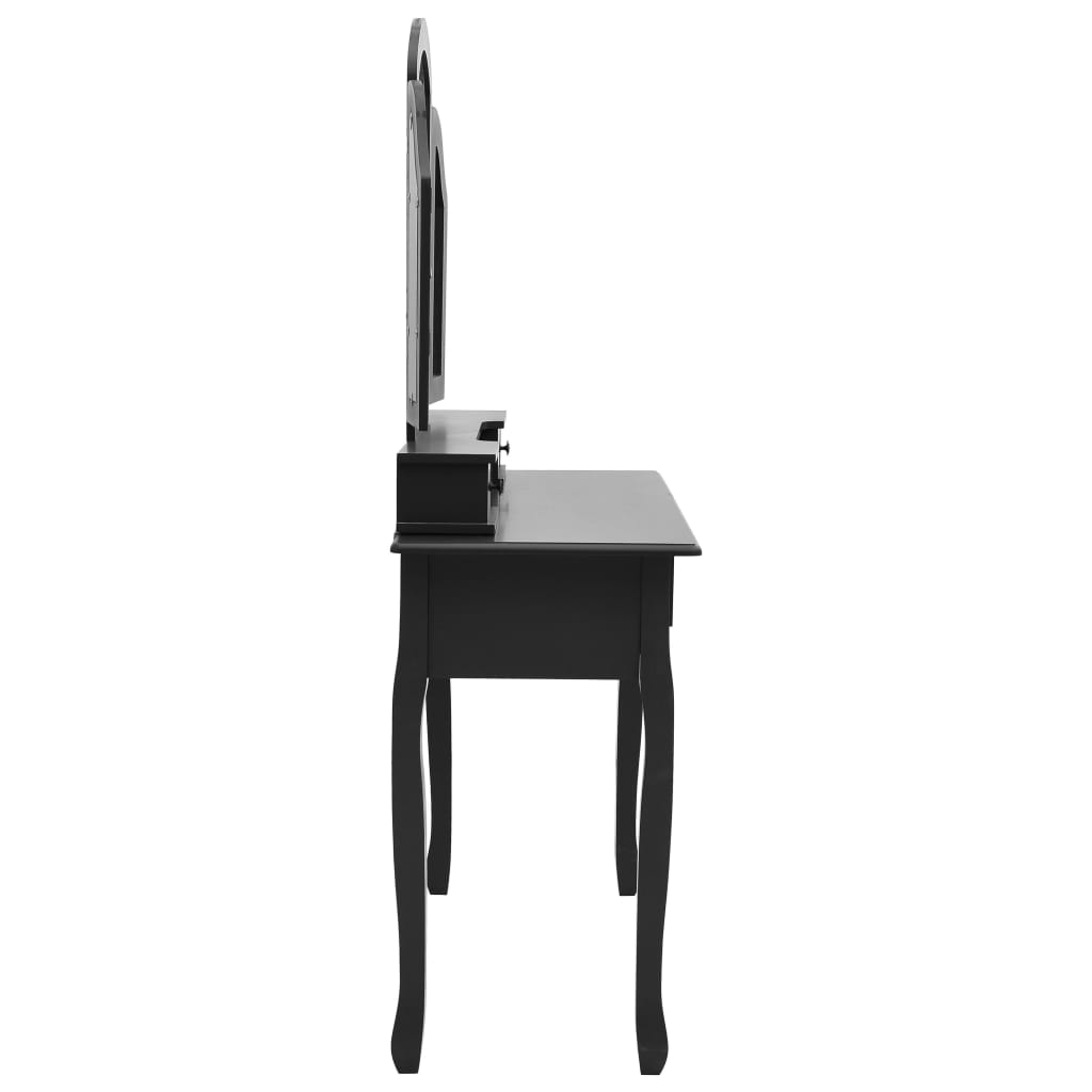 Ensemble de coiffeuse et tabouret Noir 100x40x146 cm Paulownia Coiffeuses vidaXL