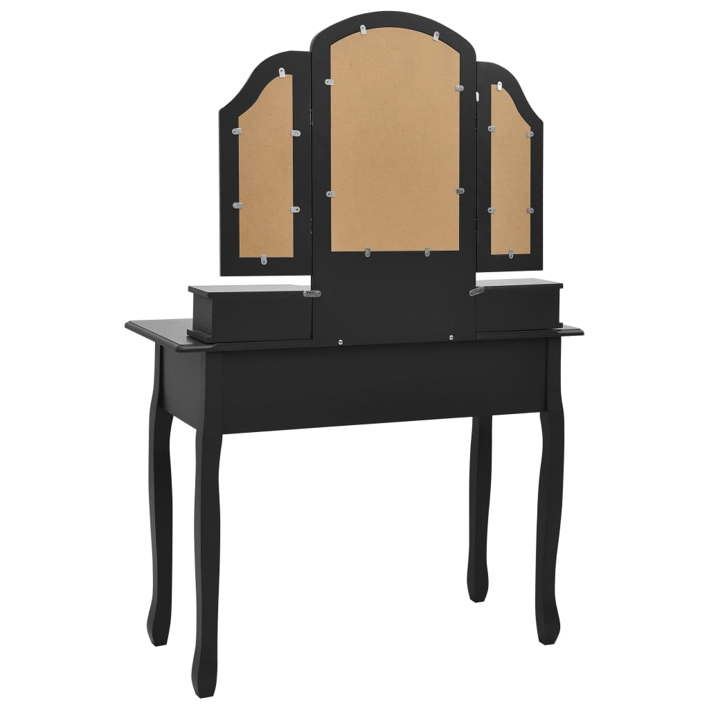 Ensemble de coiffeuse et tabouret Noir 100x40x146 cm Paulownia Coiffeuses vidaXL